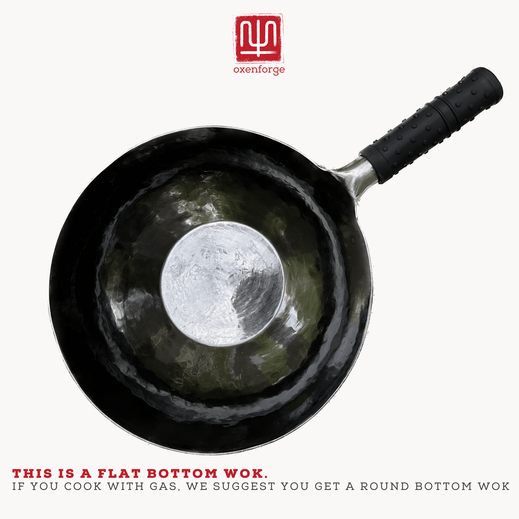Flat bottom hand hammered hand forged zhang qiu carbon steel wok