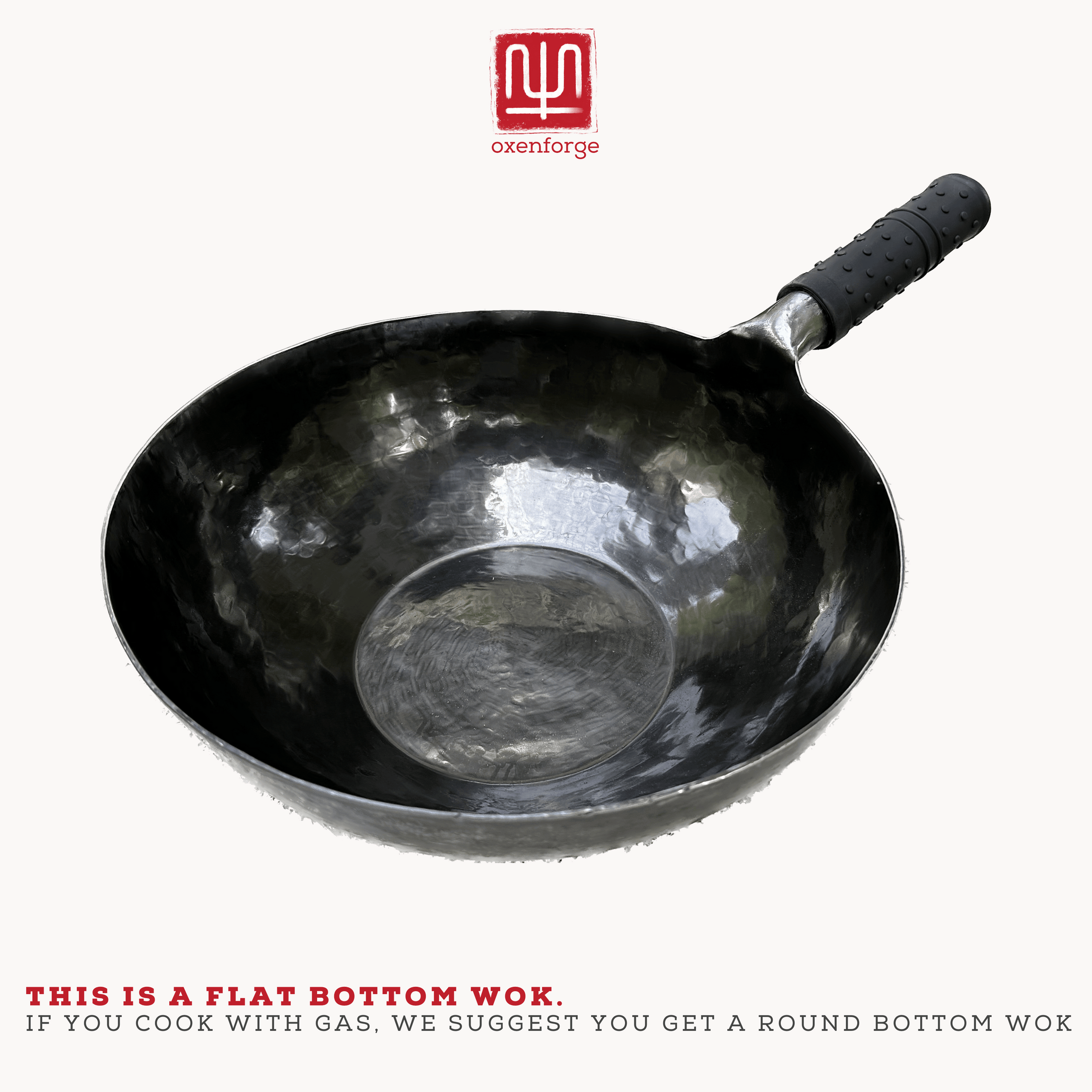 Flat bottom hand hammered hand forged zhang qiu carbon steel wok